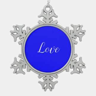 Love  snowflake pewter christmas ornament
