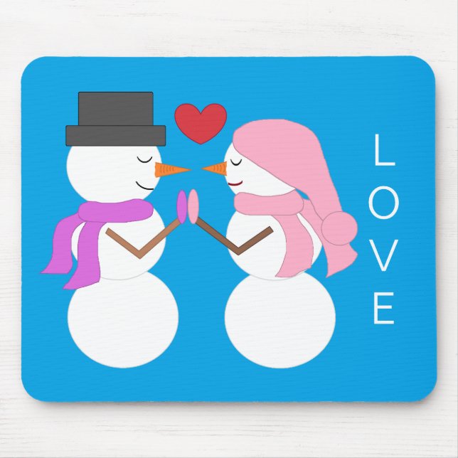  Love & Snowpeople: Blue-green  Mouse Mat (Front)