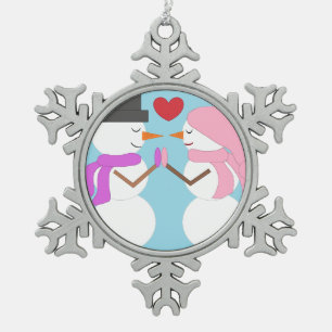 Love & Snowpeople: Light Blue Snowflake Pewter Christmas Ornament