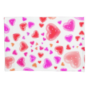 Love, so many hearts, White Pillowcase