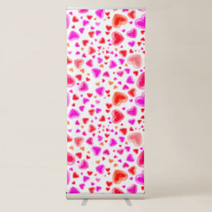 Love, so many hearts, White Retractable Banner