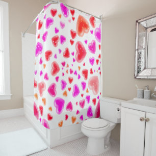Love, so many hearts, White Shower Curtain