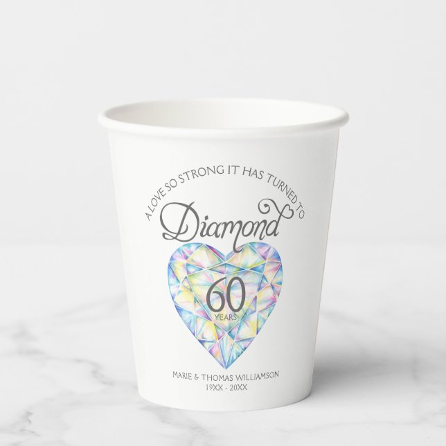Love so strong 60th diamond anniversary  paper cups (Back)