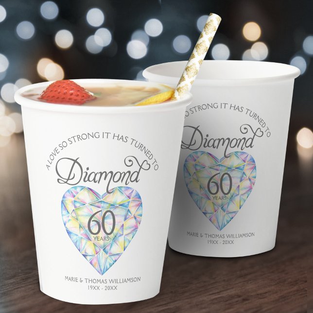 Love so strong 60th diamond anniversary  paper cups (Creator Uploaded)