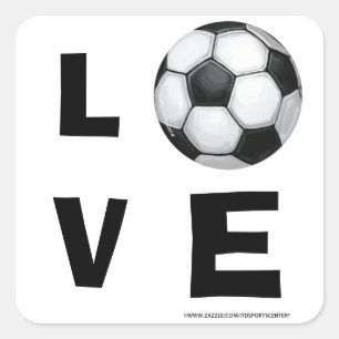LOVE Soccer Ball Square Sticker