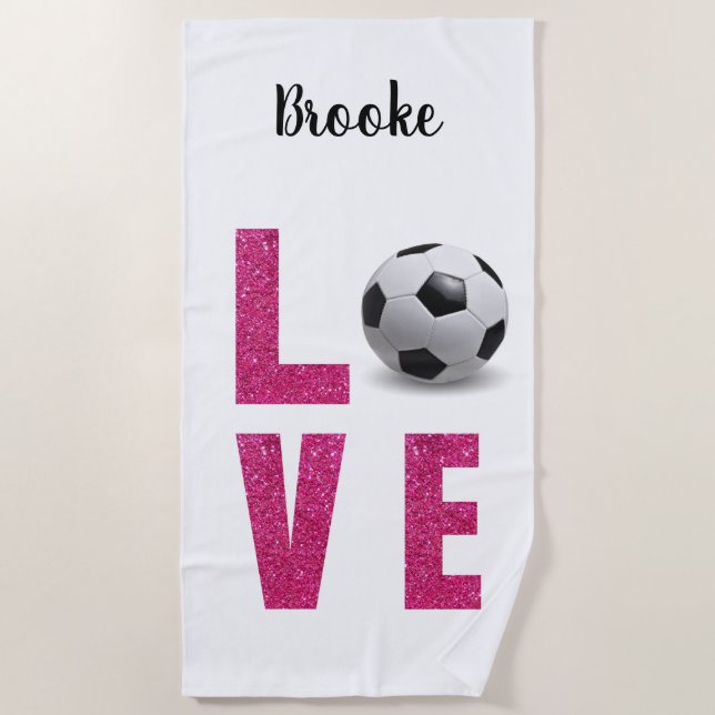 Love Soccer Beach Towel (Front)