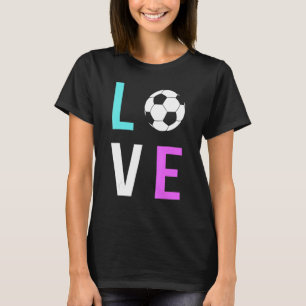 Love Soccer Cyan Purple Colour For Women Mum Teen T-Shirt