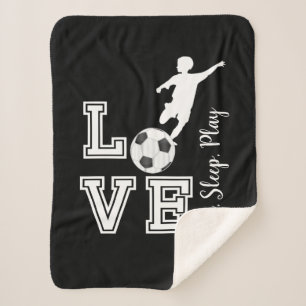 Love Soccer - Eat, Sleep, Play - Boy Sherpa Blanket