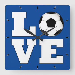 LOVE Soccer (Football) Custom Team Colour Sports Square Wall Clock