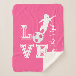 Love Soccer - I Play Like A Girl Sherpa Blanket