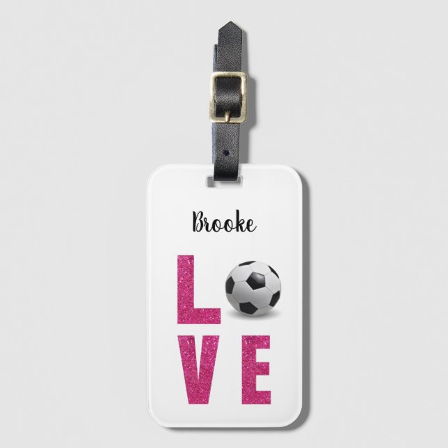 Love Soccer Luggage Tag (Front Vertical)