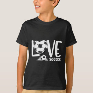 Love Soccer Player Ll And Goal Net Cute Footll Fan T-Shirt