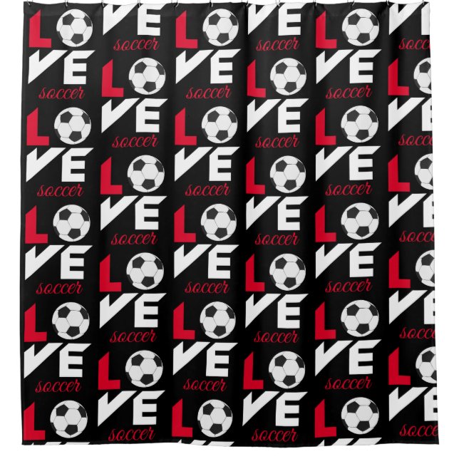 Love soccer shower curtain (Front)