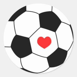 Love soccer - Sport ball with heart Classic Round Sticker