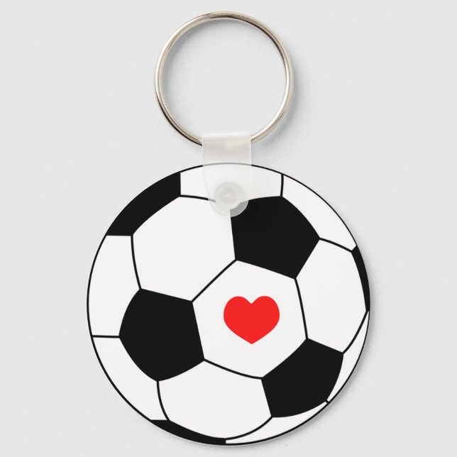 Love soccer - Sport ball with heart Key Ring (Front)