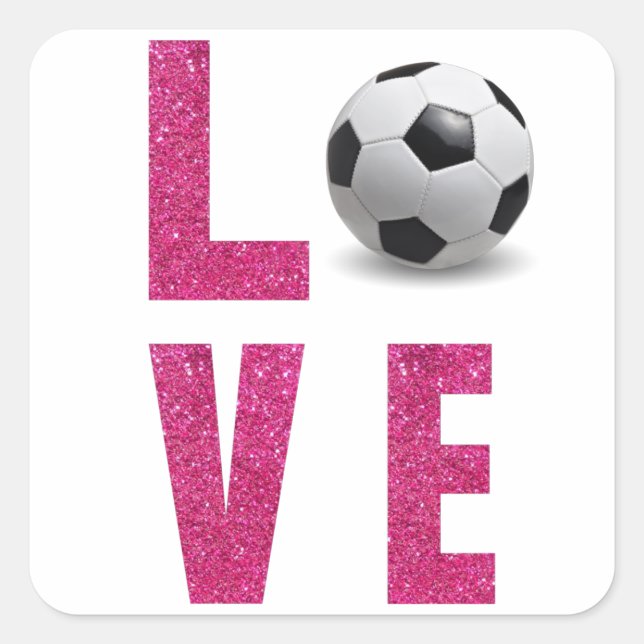 Love Soccer Square Sticker (Front)