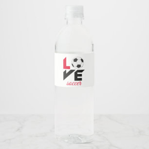 Love soccer water bottle label