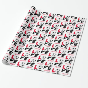 Love soccer wrapping paper