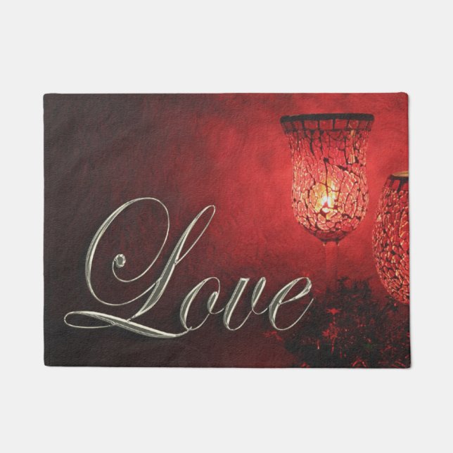 Love Soft Candle Glow Xmas Holiday Christmas Doormat (Front)