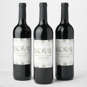LOVE   Soft Greenery Eucalyptus Wedding Favours Wine Label