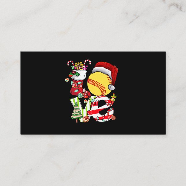 Love Softball Christmas Santa Hat Teen Girls Women Business Card (Front)