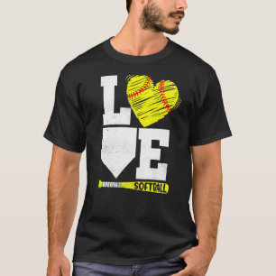 Love Softball Cute Heart With Softball Bat For Spo T-Shirt