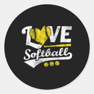 Love Softball For N And Softball Classic Round Sticker