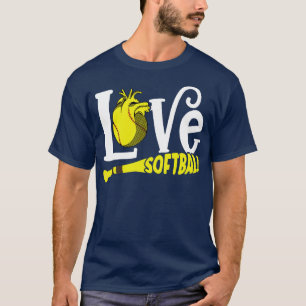 Love Softball Heart Ball Game Player Coach print T-Shirt