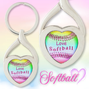 Love Softball Keychains Cool Multicolored Softball