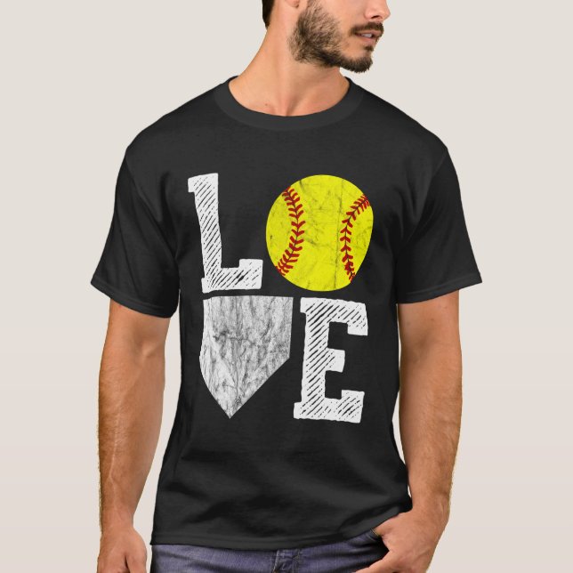 Love Softball Mum Dad T-Shirt (Front)