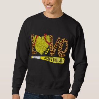Love Softball Mum Leopard Print Baseball Lover Mot Sweatshirt