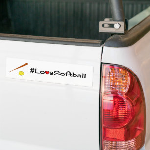 Love softball slogan white bumper sticker