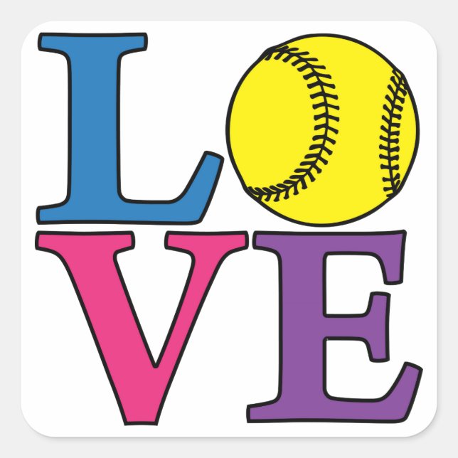 LOVE Softball Square Sticker (Front)