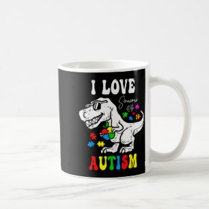 Love someone with autism awareness dino t-rex coffee mug