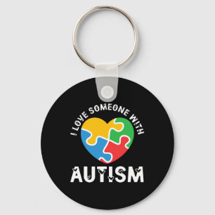 Love Someone With Autism Heart Puzzle Autistic Key Ring