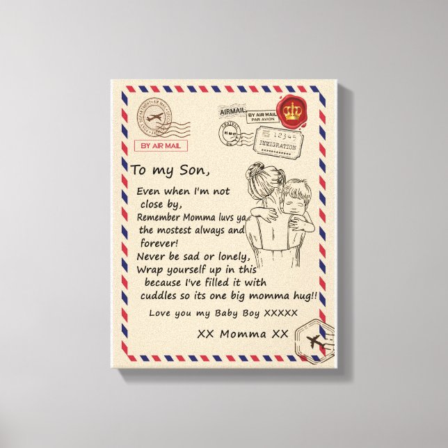 Love Son | Letter To My Daughter Love You Baby Boy Canvas Print (Front)
