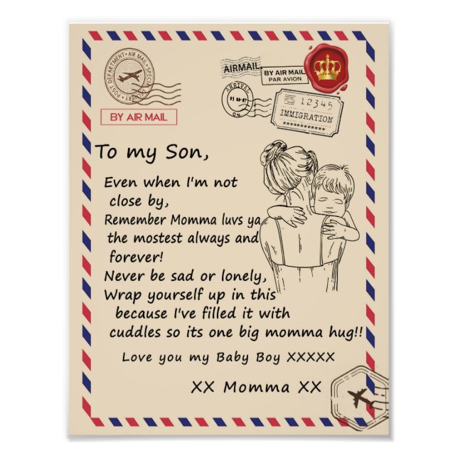 Love Son | Letter To My Daughter Love You Baby Boy Photo Print (Front)