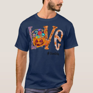 Love Son Life Halloween Pumpkin Art Candy Funny Gr T-Shirt