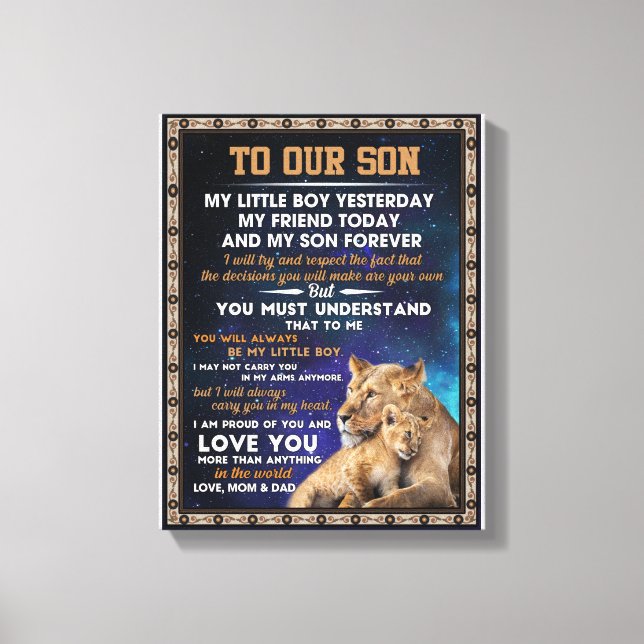 Love Son | To Our Son I Proud Of You And Love You Canvas Print (Front)