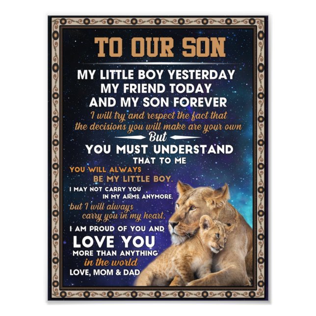 Love Son | To Our Son I Proud Of You And Love You Photo Print (Front)