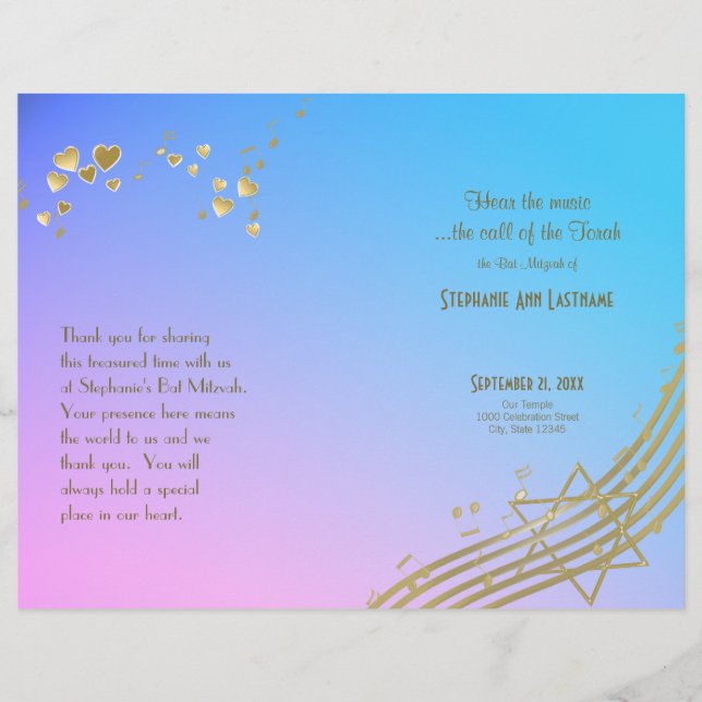 Love Song Bat Mitzvah Program Cover (Front)