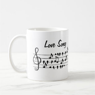 Love Song Bird Notes Black White Art Coffee Mug
