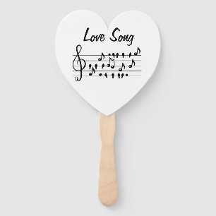 Love Song Bird Notes Black White Art Hand Fan