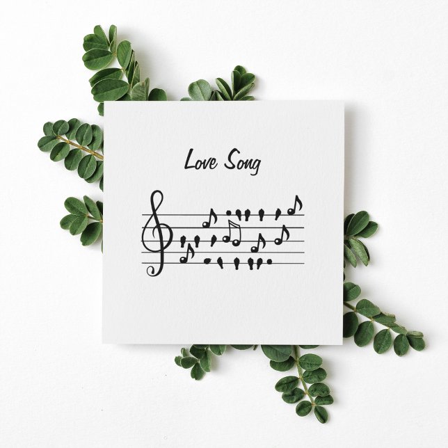 Love song, birds in between notes, customisable thank you card (Creator Uploaded)