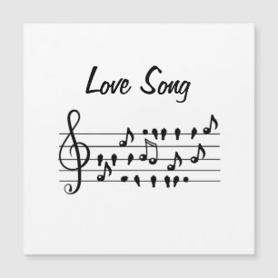Love song, birds sitting in between musical notes