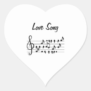 Love song, birds sitting in between musical notes  heart sticker