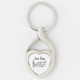 Love song, birds sitting in between musical notes  key ring