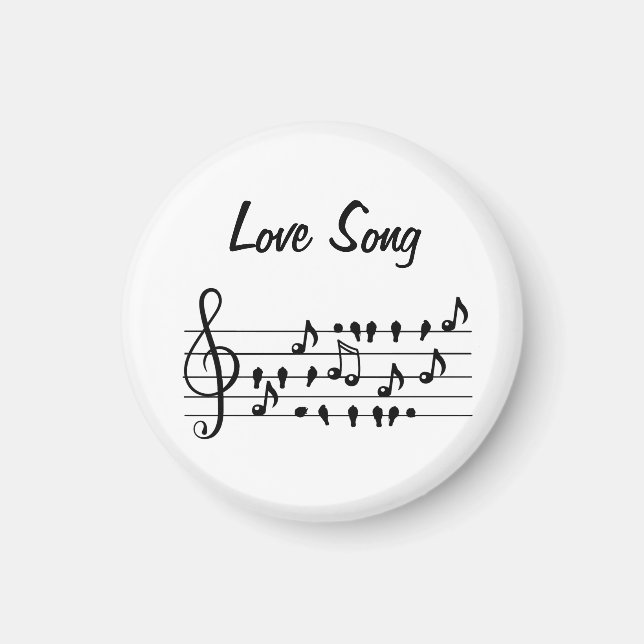 Love song, birds sitting in between musical notes  magnet (Front)