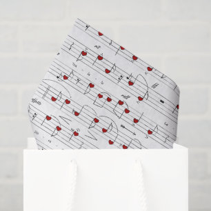 Love Song Music Score with Hearts Tissue Paper