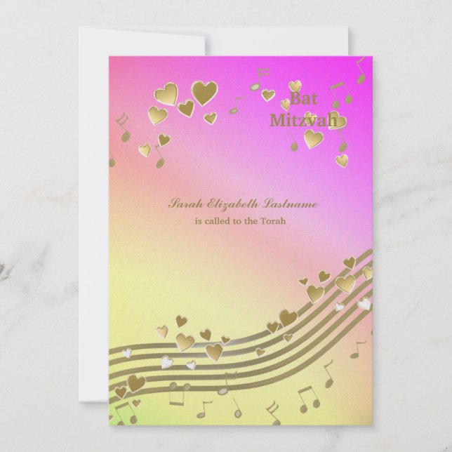 Love Songs Bat Mitzvah Invitation (Front)
